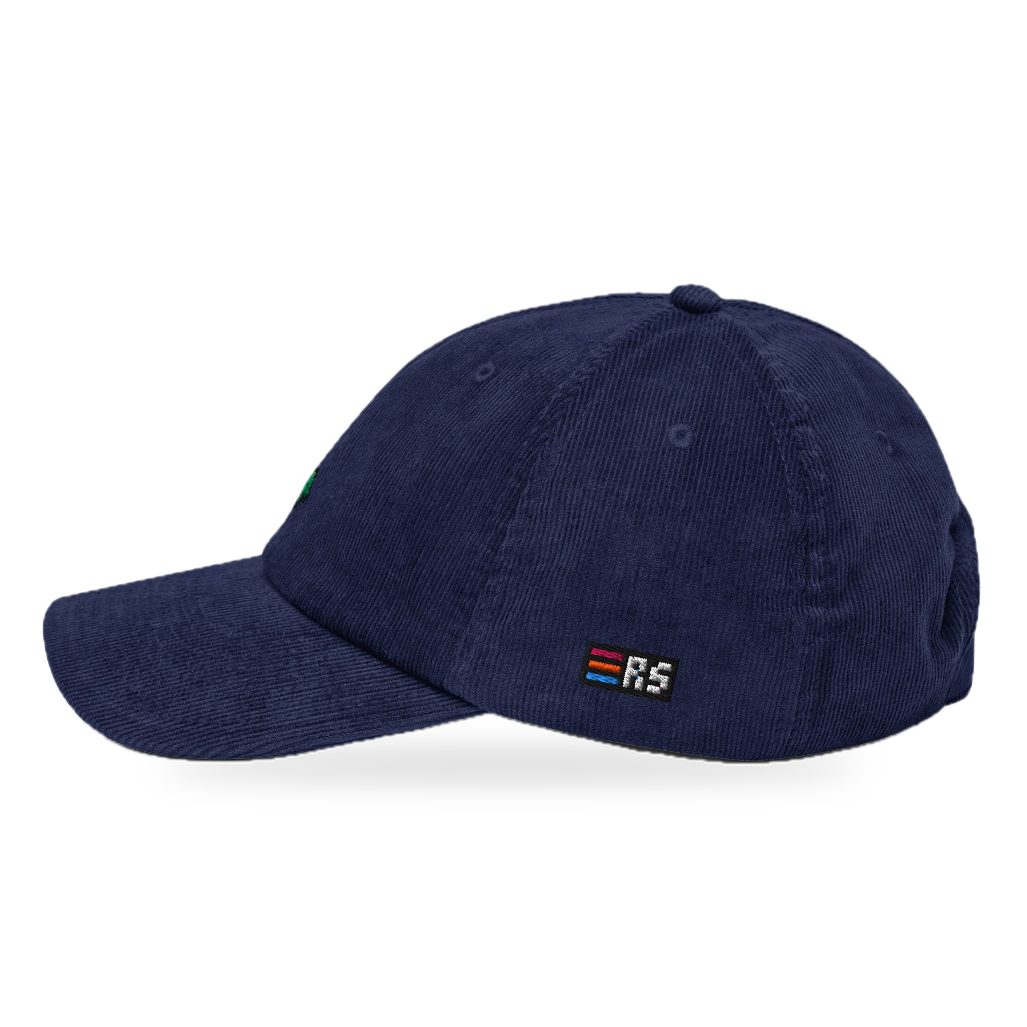 Pixel Dino – Bestickte Cord Cap · Blau · side